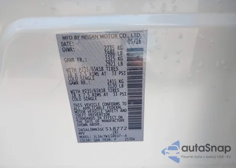 2016 Infiniti Qx60 from USA, damaged, VIN 5N1AL0MN3GC518772